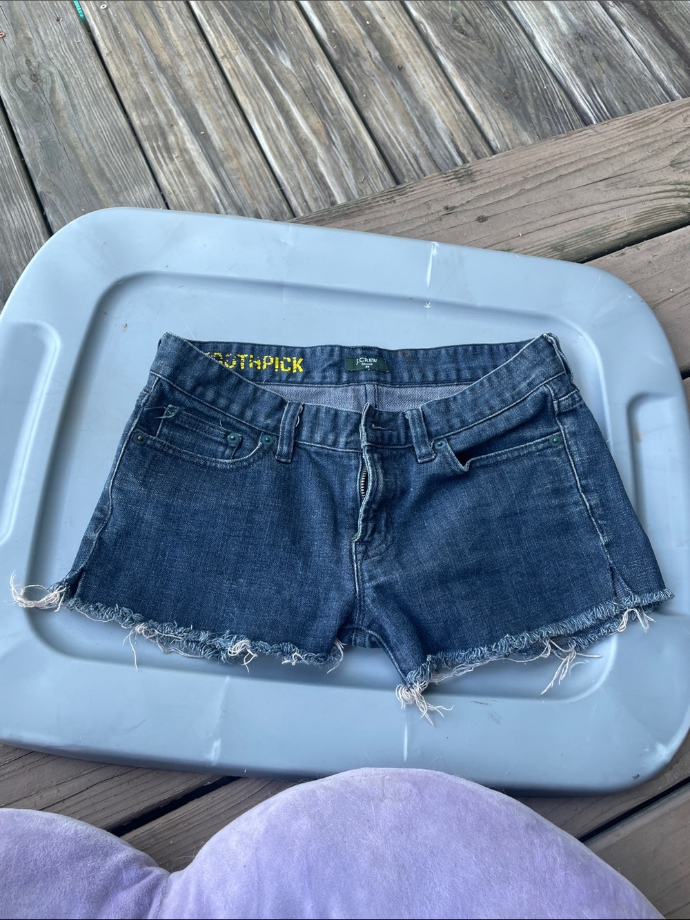 J.Crew Toothpick dark wash denim cutoff shorts